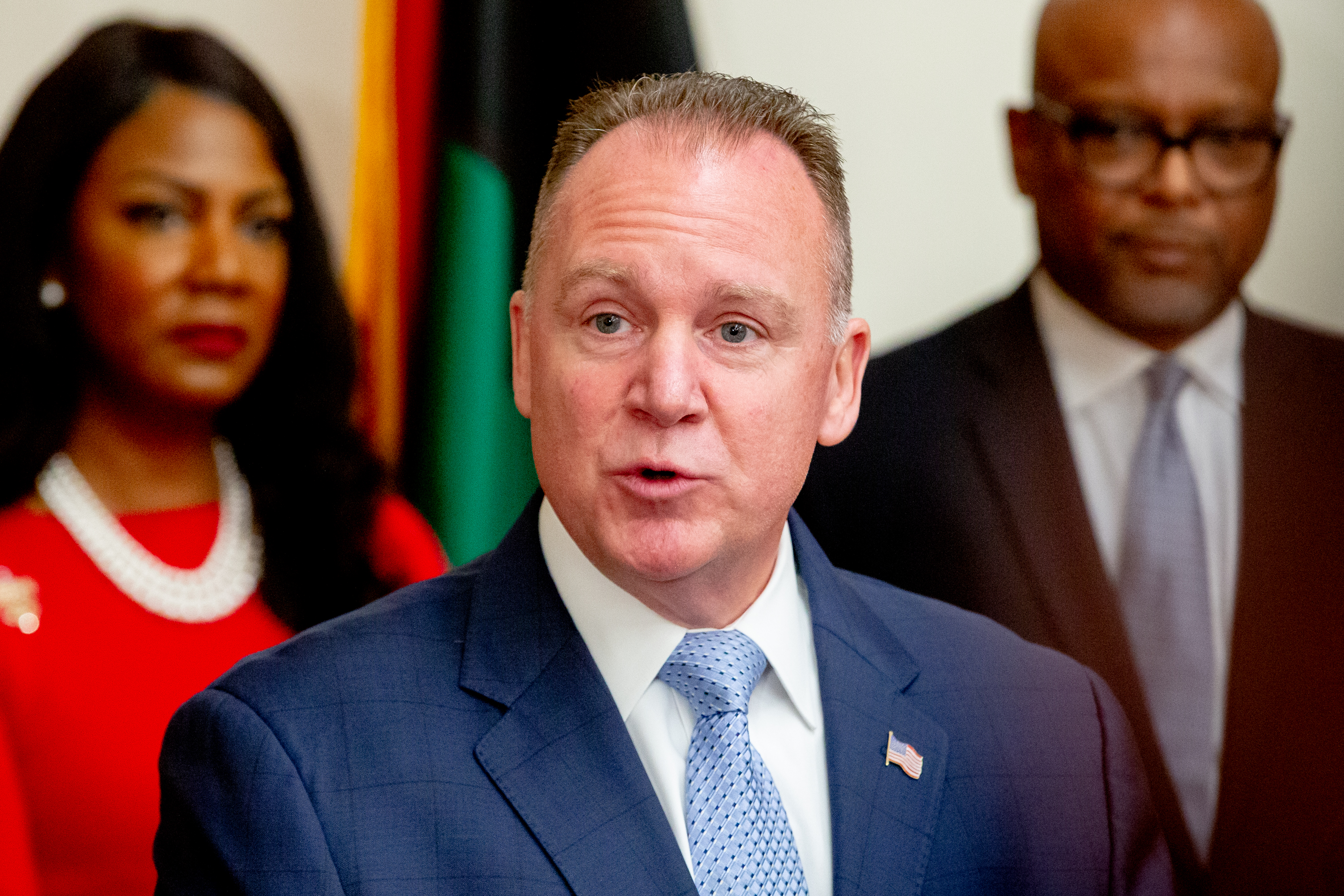 Commissioner Tracy at press conference